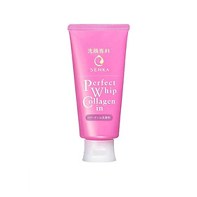 Sữa rửa mặt ngăn ngừa lão hóa giảm nếp nhăn Collagen Senka Perfect Whip Collagen In 120g tặng mặt nạ giấy nén Miniso