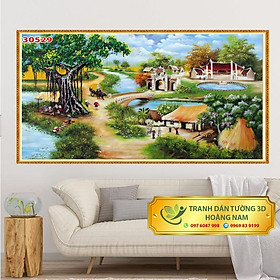 Mua Tranh Trang Trí 3D dán tường dạng tranh sơn dầu in 3D đồng quê Việt Nam hoài niệm