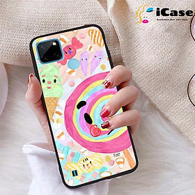 Ốp lưng iCase dành cho Realme C21Y chất liệu viền dẻo lưng cứng nhám TPU có hai lỗ xỏ dây đeo in nổi 4D hình bộ sưu tập Color Fun 12