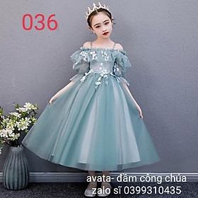 váy đầm xám xanh dự tiệc cho bé từ 1 tuổi - 12 tuổi