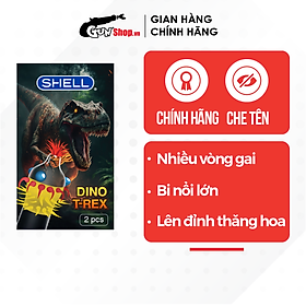 Bao cao su Shell Dino T-rex - Hộp 2 cái - 1 bao nhiều vòng gai