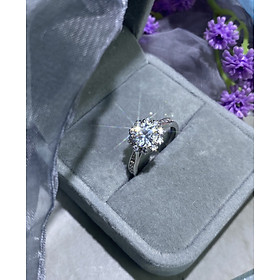 Phụ kiện đeo ngón tay Bạc 925 xi Kim viên chủ Kim Cương nhân tạo Moissanite hạt 1.0 carat (6.5mm) -  R10.9.7.6