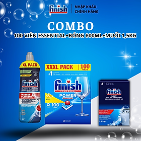 Nước làm bóng finish 1150ml+100 Viên rửa bát Finish All in 1+Muối rửa bát Finish 1.5kg