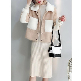 Váy len nữ dáng suông cao cấp phong cách Hàn Quốc LEK330 Đỏ đô