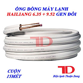 Mua Ống đồng máy lạnh Hailiang 6.35 + 9.52 luồn sẳn gen đôi cách nhiệt DÀY 6 ZEM cuộn 15M
