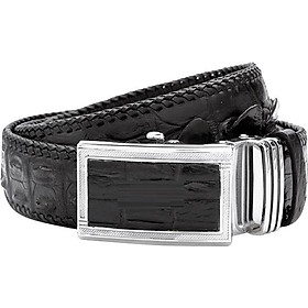 Thắt Lưng Nam Da Cá Sấu Đan Viền Huy Hoàng HT4216 (120 x 3.5 cm) - Đen