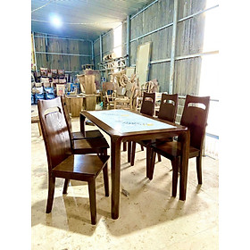 Mua Bàn ghế ăn gỗ sồi cao cấp (bàn 160cm mặt bàn cải trắng+6 ghế tựa lưng cao)