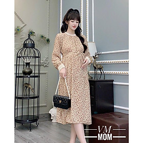 Váy bầu thời trang thiết kế chất lụa hoa freesize từ 45 đến 70kg-đầm bầu công sở siêu xinh cho mẹ bầu