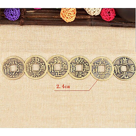 Combo 30 Đồng Xu Cổ Phong Thủy Âm Dương Bằng Đồng Kim Tiền Jewelry - Đường Kính 2,4 cm - Tặng Kèm Túi Gấm Đỏ