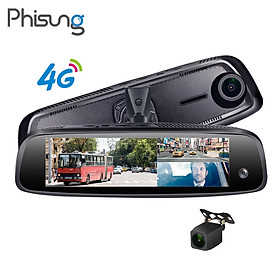 Camera hành trình cao cấp Phisung E09-3 tích hợp 3 camera, 4G, Android, Wifi - Hàng nhập khẩu