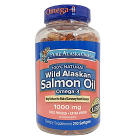 Viên bổ sung Omega 3, DHA, EPA giúp não phát triển từ dầu cá hồi tự nhiên Pure Alaska Omega 3 180 viên
