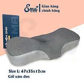 Gối cao su non công thái học chống đau vai ngáy, ngủ ngáy, hỗ trợ ngủ nhanh EMA- Thiết kế riêng biệt cho tư thế nằm ngửa và nằm nghiêng