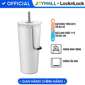 Mua Bình giữ nhiệt Lock&Lock Bucket Tumbler Nắp đậy có ống hút - Màu Trắng LHC4268WHT 540ml - Hàng chính hãng thép không gỉ quai xách tiện lợi - JoyMall