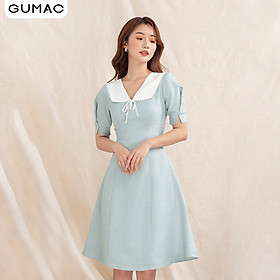 Đầm nữ GUMAC DA1004 thiết kế cổ trắng đăng ten phong cách hiện đại