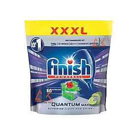 Viên rửa chen cao cấp FINISH Quantum max hương chanh (60 viên) - Dành cho máy rửa chén - Nhập khẩu tại Đức