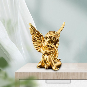 Retro Style Resin Angel Statue Photo Props Cherub Sculpture TV Shelf Office Tabletop Decor Fairy Garden Ornaments Crafts
