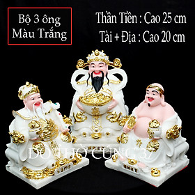 [ BỘ 3 ÔNG MÀU TRẮNG - HÀNG LOẠI 1 ] THẦN TÀI THỔ ĐỊA PHÚ QUÝ +THẦN TIỀN  [ COMPOSITE + BỘT ĐÁ ]