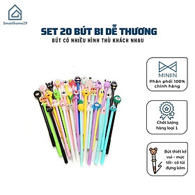 Set 20 Bút Bi Cây Viết Dễ Thương - Có Nhiều Hoạ Tiết Khác Nhau - Tặng kèm Túi Zip Đựng - Hàng Loại 1- Chính Hãng MINIIN