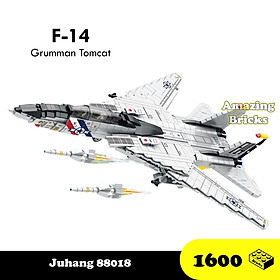 Đồ chơi Lắp Ráp Máy Bay Tiêm Kích F14 Mỹ, Juhang 88018 Grumman Tomcat, Xếp hình thông minh