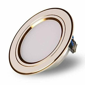 Combo 10 đèn âm trần 7w ba chế độ màu viền vàng