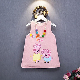 (Ảnh thật) Váy lợn hồng xinh xắn chất vải gấm có cotton bên trong cho bé gái