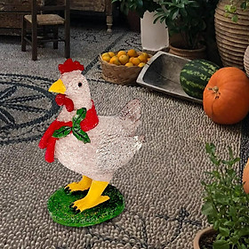 Light Chicken with Scarf Resin Garden Stakes Christmas for Patio Lawn Big