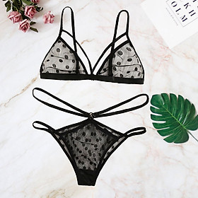 Set đổ lót lưới chấm bi màu đen free size dưới 55kg