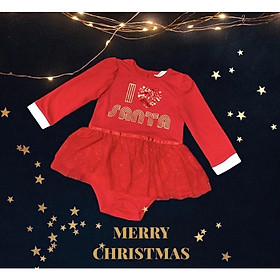 Body váy thun cotton màu đỏ mẫu noel phối chíp và tùng váy lưới tutu đính kimsa