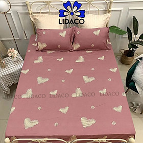 Bộ ga giường poly cotton LIDACO drap giường đủ size nệm 1m2, 1m4, 1m6, 1m8 (Tặng 01 vỏ gối ôm)