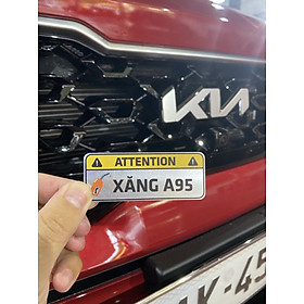 Sticker decal tem nhôm dán cảnh báo đổ xăng A95, dầu Diesel cho xe ô tô