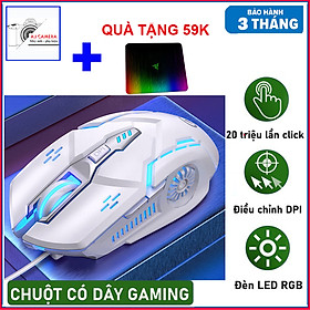 Mua Chuột gaming có dây có hiệu ứng đèn Led RGB đổi màu thiết kế ĐỘC LẠ  CỰC CHẤT DPI 4 cấp độ - TẶNG KÈM miếng lót chuột 59K cho laptop  máy tính PC dành cho các game thủ