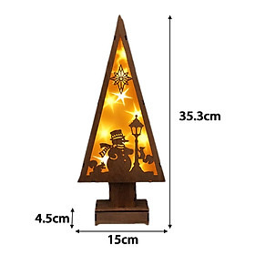 Wooden Christmas Tree Ornament Craft with Light Table Centerpiece Xmas Tabletop Decorations Decor for Fireplace Home