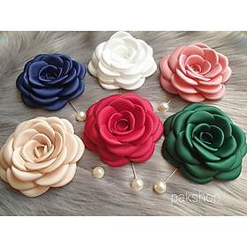 Hoa cài áo handmade nhiều màu chất liệu lụa cao cấp