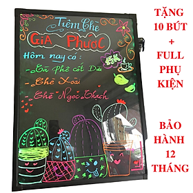 Mua  Bảng menu cao cấp có video  Bảng Viết Dạ Quang có đèn led  quảng cáo  menu nhà hàng 50x70cm ( Tặng kèm chân giá + 10 bút + Điều khiển + khăn lau)