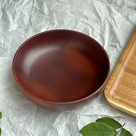 Mua Bát salad gỗ Keo nâu đen nguyên khối 18x5cm đựng Salad/món trộn/hoa quả/đồ khô