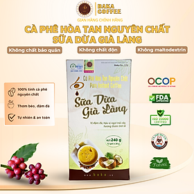 Cà Phê Hòa Tan Sữa Dừa Già Làng Baka Coffee - Tinh Cà Phê Nguyên Chất, Sữa Dừa Tự Nhiên - Hộp 12 gói