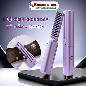 Lược điện chải thẳng tóc không dây Boorui 01 - Máy duỗi tóc ion âm cầm tay đa năng nhỏ gọn tiện dụng, chống bỏng an toàn - Hàng chính hãng