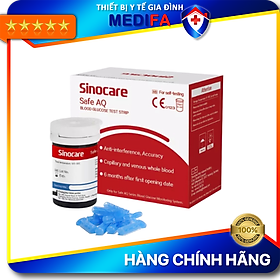 Combo hộp 50 que thử đường huyết và 50 kim lấy máu cho máy đo đường huyết Sinocare Safe AQ