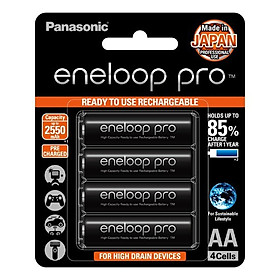 Mua Pin sạc Panasonic Eneloop AA 2550mah BK-3HCCE4BT3 (Vỉ 4 viên) (Đen) - Hàng chính hãng