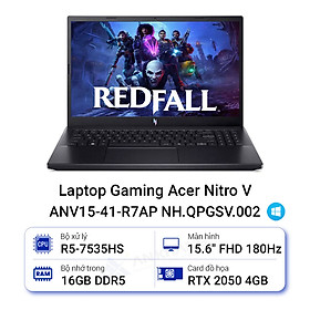 Laptop Gaming Acer Nitro V 15 ProPanel ANV15-41-R7AP NH.QPGSV.002 (AMD Ryzen 5 7535HS | RTX 2050 | 16GB | 512GB | 15.6 inch FHD | Win 11 | Đen) - HÀNG CHÍNH HÃNG