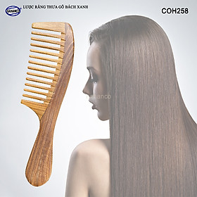 Lược gỗ tự nhiên răng thưa massage đầu giúp lưu thông máu (COH258) Chải tóc xù, rối, xoăn/ chống tích điện - Chăm sóc tóc