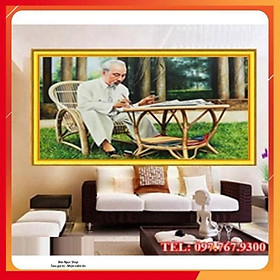 Mua Tranh Đính Đá Bác Hồ Ngồi Ghế Mây 90x60cm - Df422  chưa đính