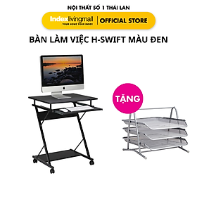 Bàn làm việc học tập H-Swift mặt gỗ bền đẹp, khung thép sơn tĩnh điện kết hợp bánh xe thuận tiện di chuyển | Index Living Mall - Phân phối độc quyền tại Việt Nam