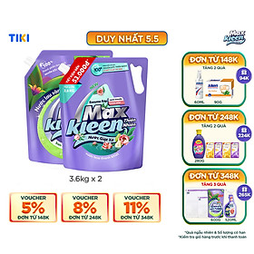 Combo Túi Nước Lau Sàn 3.6kg Ban Mai Thanh Mát + Túi Nước Giặt Xả MaxKleen 3.6kg Thiên Nhiên