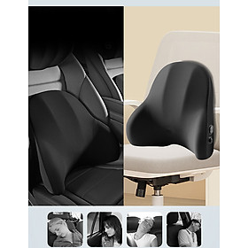 Gối tựa đầu và gối tựa lưng ghế xe có massage và sưởi ấm tại chỗ - bộ gối tựa đầu và lưng cho lái xe