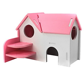 Hamster Mouse Hideout House Wooden Living Hut Exercise Funny Nest Toy Blue