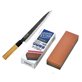 Set 01 Dao làm bếp Sumikama cán gỗ, lưỡi bằng Titanium cao cấp + 01 Đá mài dao kéo 2 mặt - Nội địa Nhật Bản
