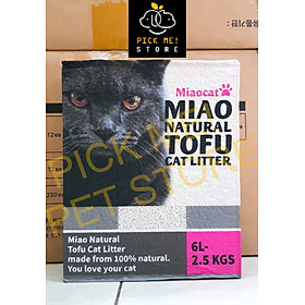 Cát vệ sinh đậu nành MIAO NATURAL TOFU 6L- siêu khử mùi, ít bụi. Có thể xả bồn cầu (Miaocat)