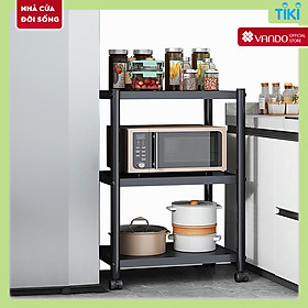 Kệ lò vi sóng đa năng Thép Carbon cao cấp Vando, kệ để đồ nhà bếp siêu chịu lực 300kg sơn tĩnh điện chống bong tróc, kệ nhà bếp  - 3 tầng - Dài 60cm