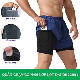 Quần Chạy Bộ Nam 2 Lớp DK22001 Có Túi Đựng Điện Thoại Bên hông,Túi Hậu Có Khóa Kéo